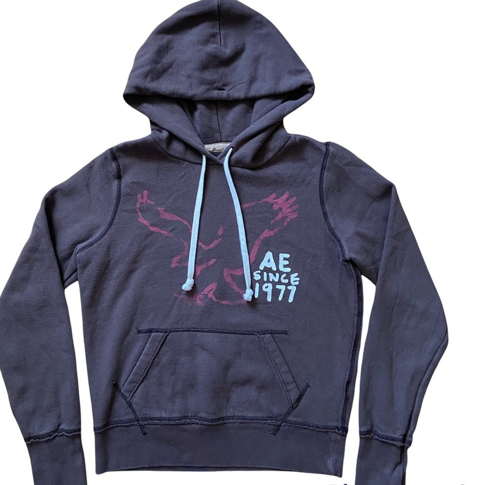 American Eagle Graphic Print Brown Hoodie Small